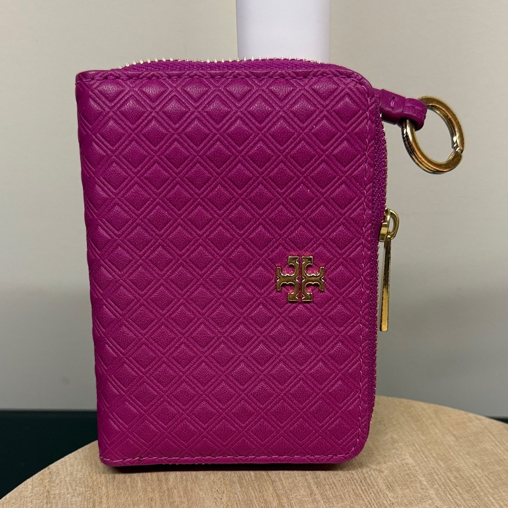 Tory Burch Party Fuchsia Quilted Marion Embossed Zip Coin Case - Picture 11 of 16